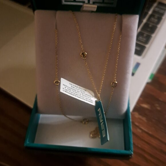 NWT EFFY Gold covered sterling silver and diamonds necklace - Picture 2 of 4